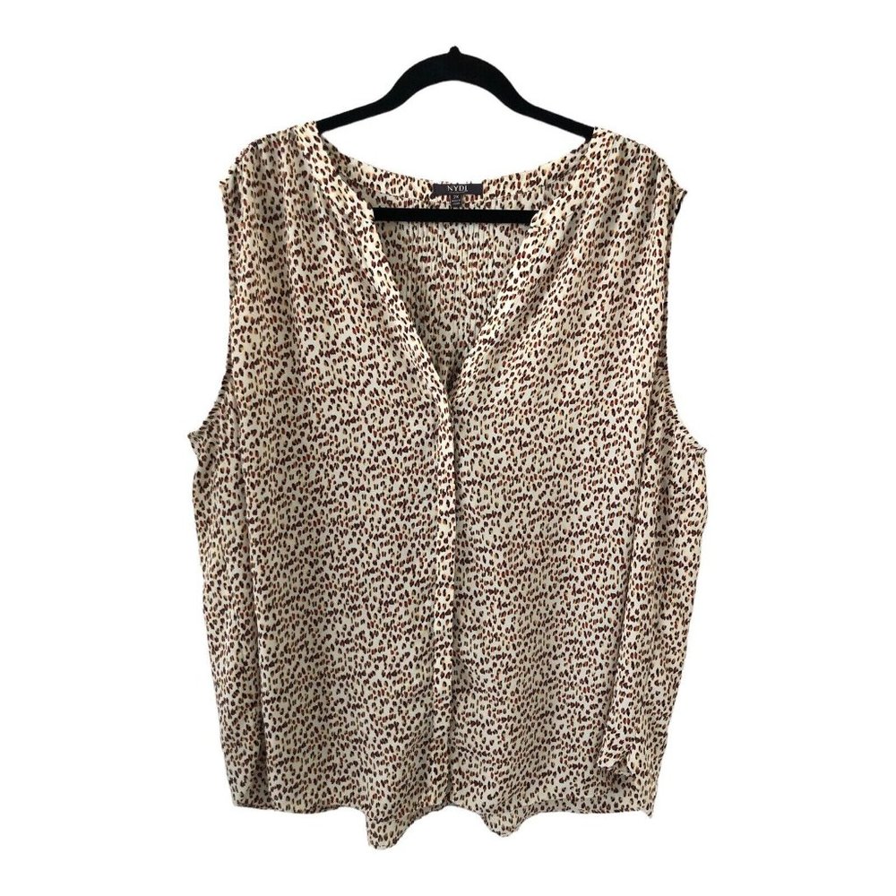 NYDJ Women’s Animal Print BOHO Sleeveless Blouse Top Size 2X